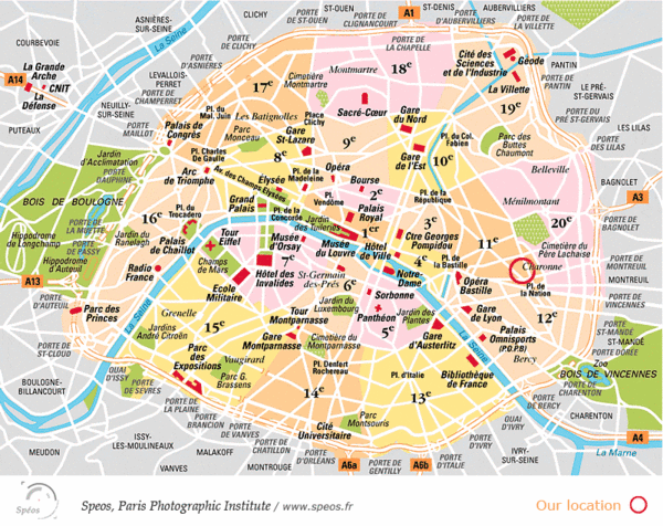 Paris, France Tourist Map