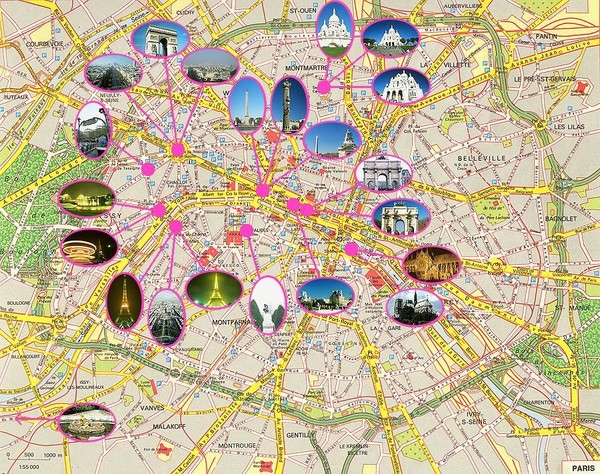 Paris, France Tourist Map