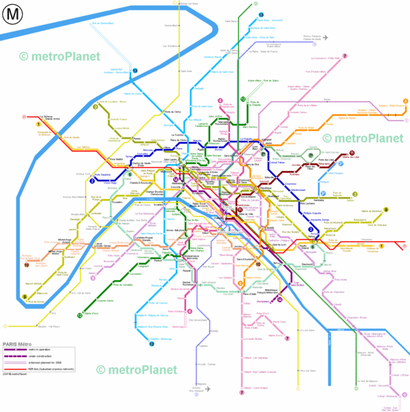 Paris Metro System Map