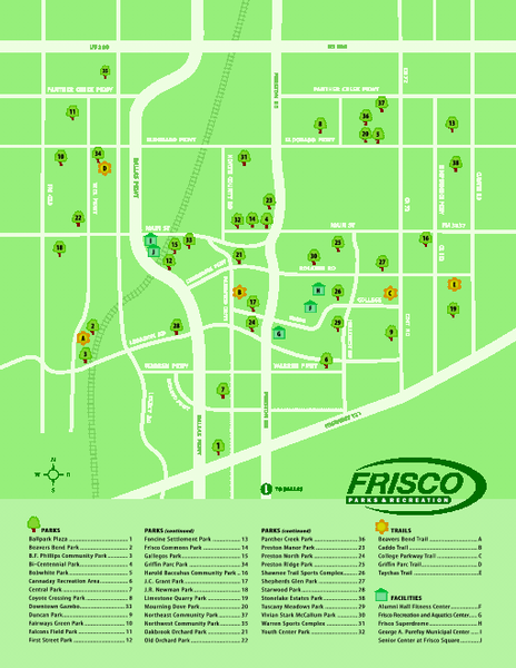 Parks in Frisco, Texas Map