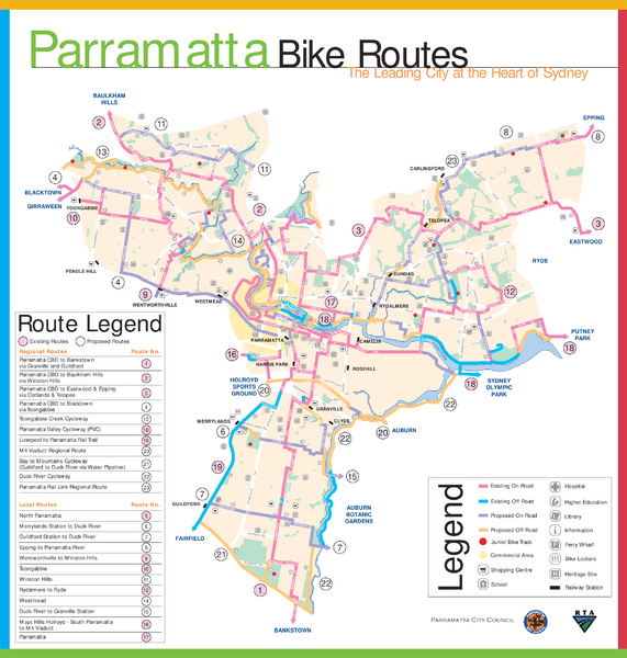 Parramatta Bike Route Map