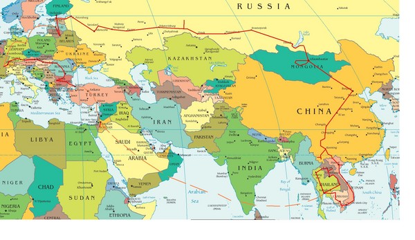 Partial Europe, Middle East, Asia, Partial Russia, Partial Africa Map