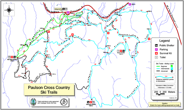 Paulson X-C (Castlegar Nordic) Ski Trail Map