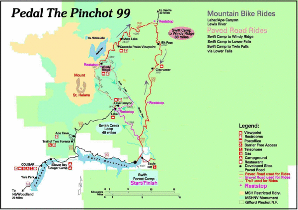 Pedal the Pinchot Bike Ride Route Map