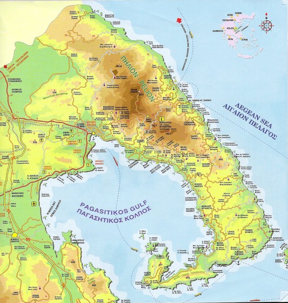 Pelion Tourist Map - Agriaacute Greece • mappery