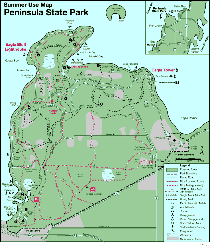 Peninsula State Park Map Peninsula State Park WI USA • mappery Peninsula State Park Map Peninsula State Park WI USA • mappery