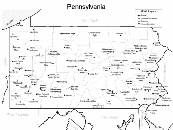 Pennsylvania Airports Map