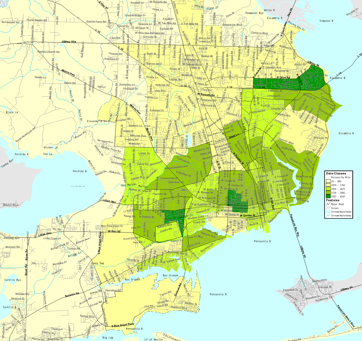 Pensacola Florida City Map Pensacola Florida • mappery