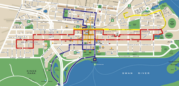 Perth, Australia Public Transportation Map