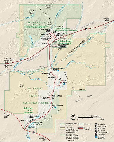 Petrified Forest National Park Official Park Map