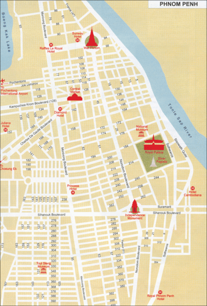 Phnom Penh CambodiaTourist Map
