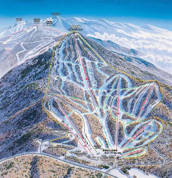 Killington Mountain Ski Map Pico Mountain Ski Trail Map - Killington Vermont • Mappery