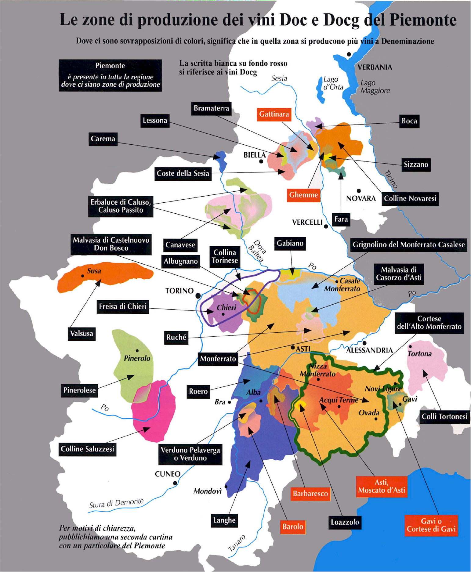 Piedmont Region Wine Map • mappery