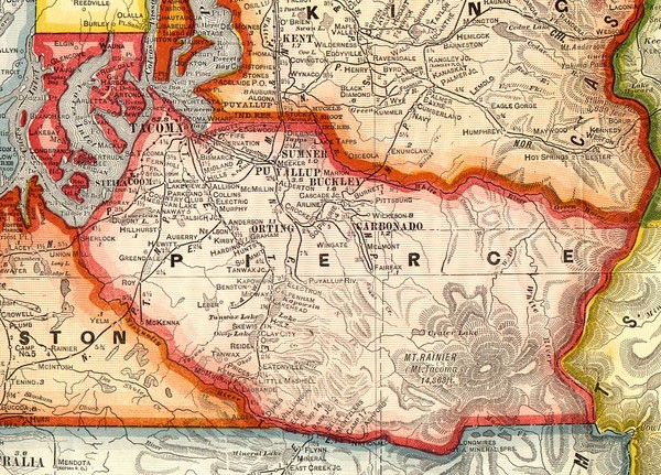 Pierce County Washington Map, 1909 Map