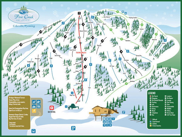 Pebble Creek Ski Map Pine Creek Ski Area Ski Trail Map • Mappery