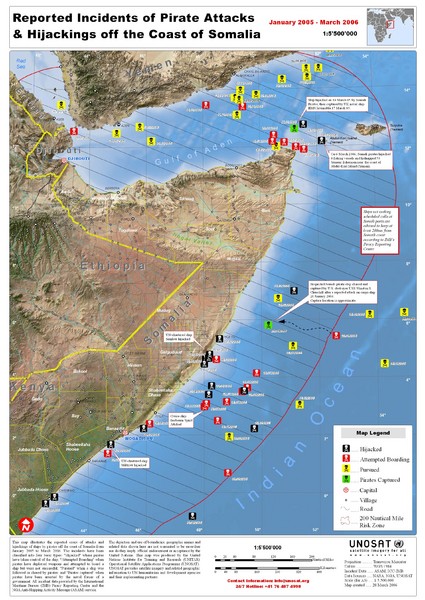 Pirate Attacks off Coast of Somalia Map