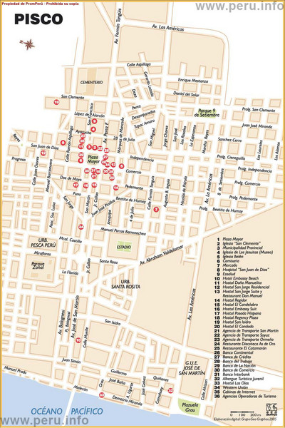 Pisco Tourist Map