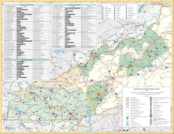 Pisgah National Forest and Nantahala National Forest map