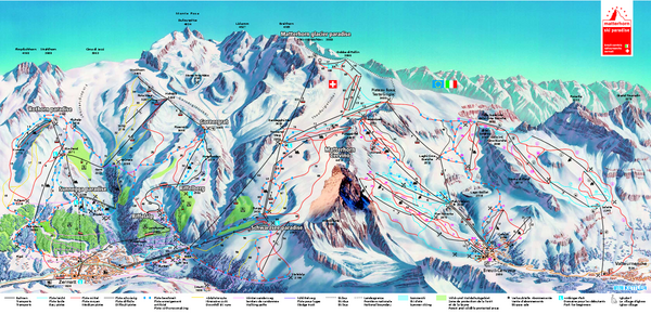 Piste Map of Zermatt with Cervinia