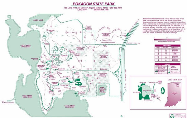 Pokagon State Park Map Angola Indiana mappery