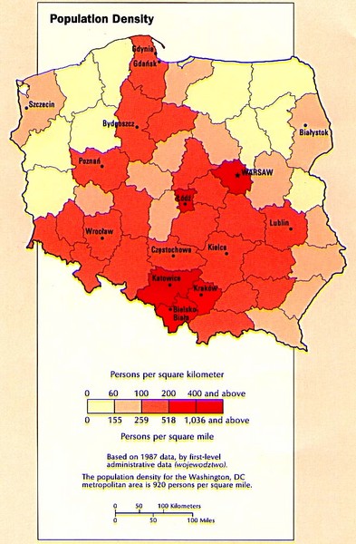 Poland Population Density Map