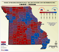 Political Leanings by Missouri County Map
