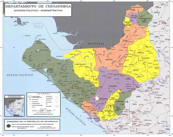 Political divisions of northeastern  Nicaragua Map