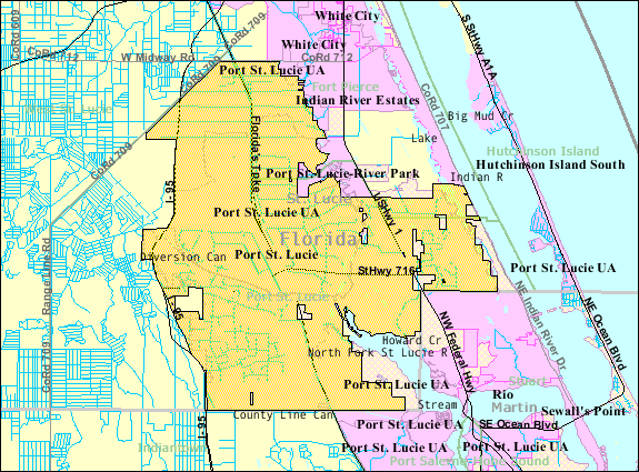 Port St. Lucie , Florida City Map