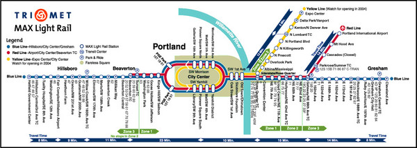 Portland MAX Light Rail Map