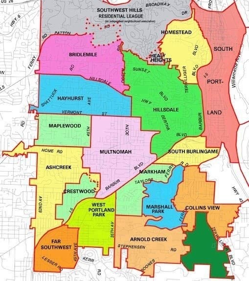 Portland, Oregon Neighborhood Map