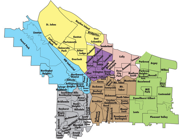 Portland, Oregon Neighborhood Map