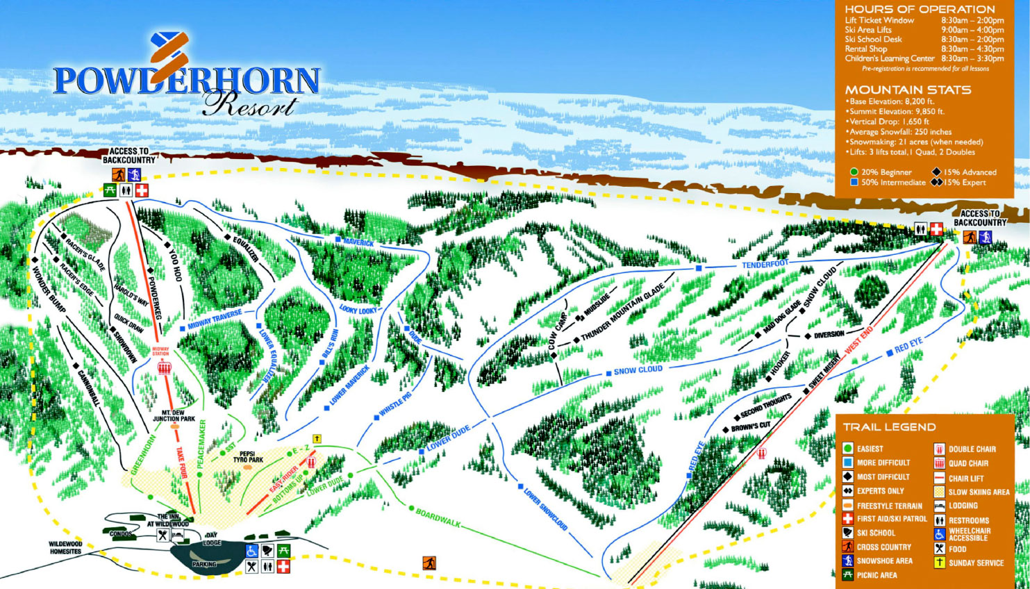 Powderhorn Ski Trail Map 48338 Powderhorn Road Mesa CO • mappery