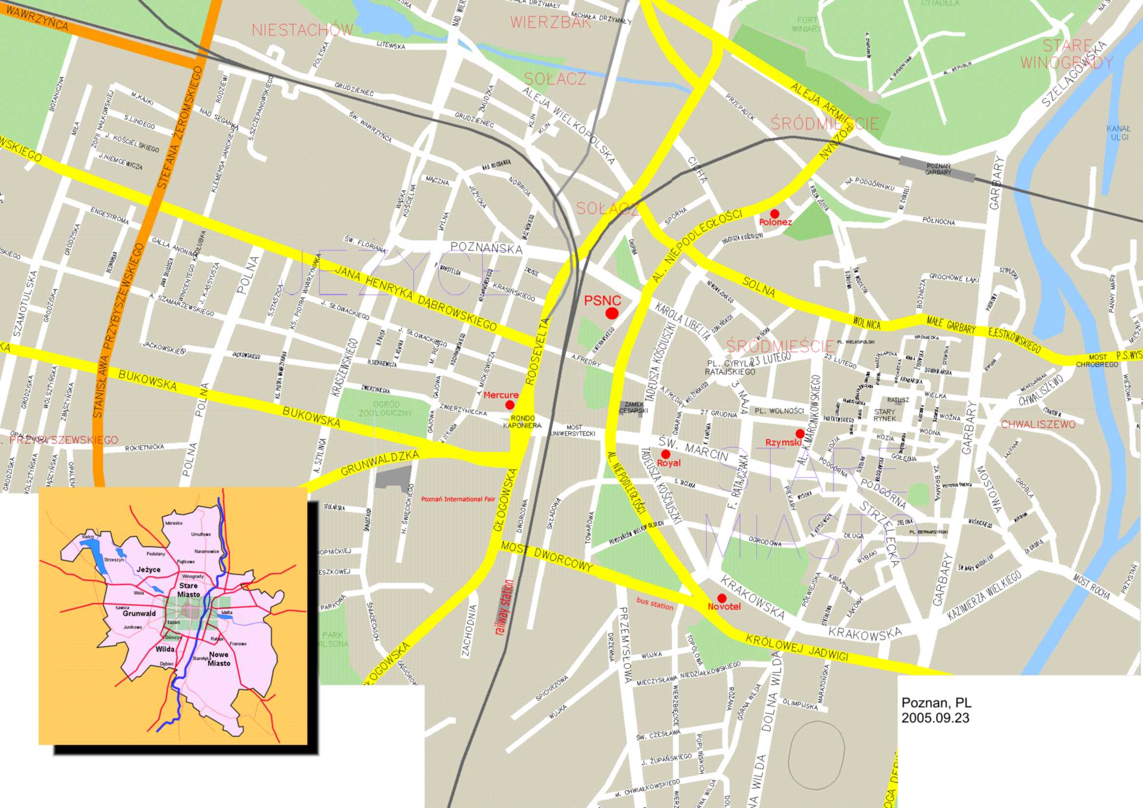 Street map Poznan Poland