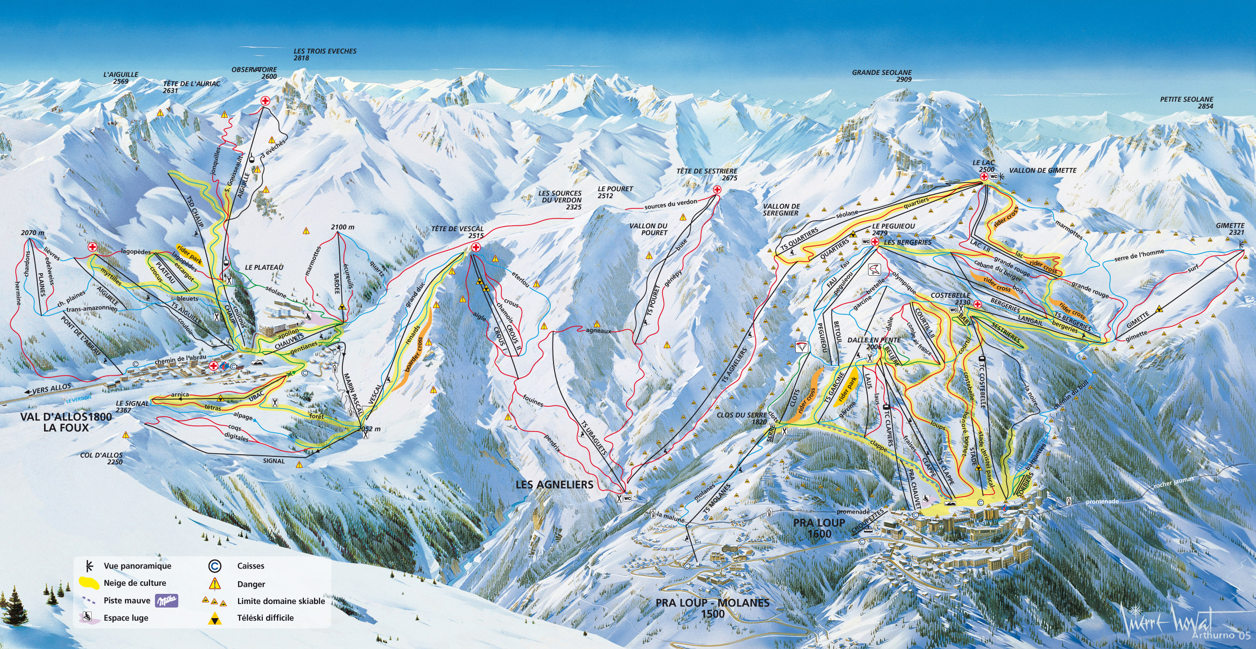 Pra Loup Ski Trail Map Pra Loup 04400 AlpesdeHauteProvence ProvenceAlpes