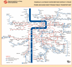 Prague Night Public Bus Tram Map