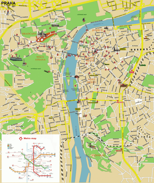 Prague (Praha) Tourist Map