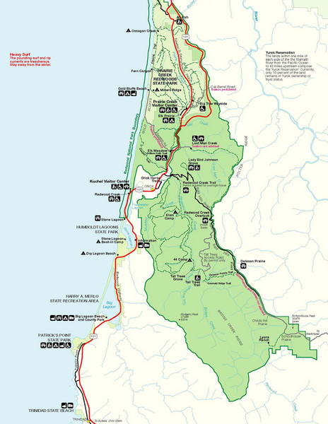Prairie Creek Redwoods State Park Map Prairie Crek State Park Map - Humboldt Lagoons State Park • Mappery