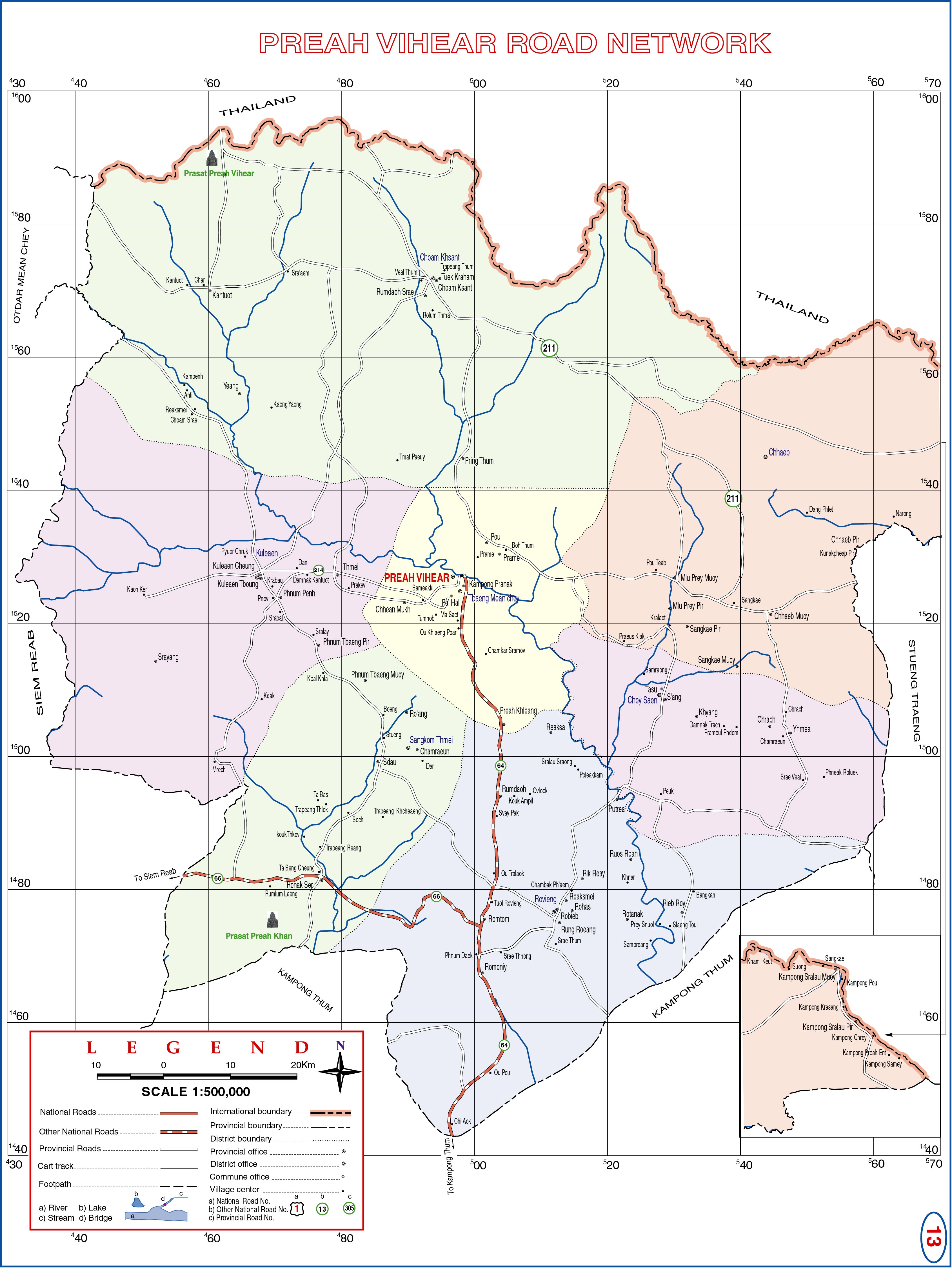 Preah Vihear Province Map Preah Vihear Province Cambodia Road Map - Preah Vihear Province Cambodia •  Mappery