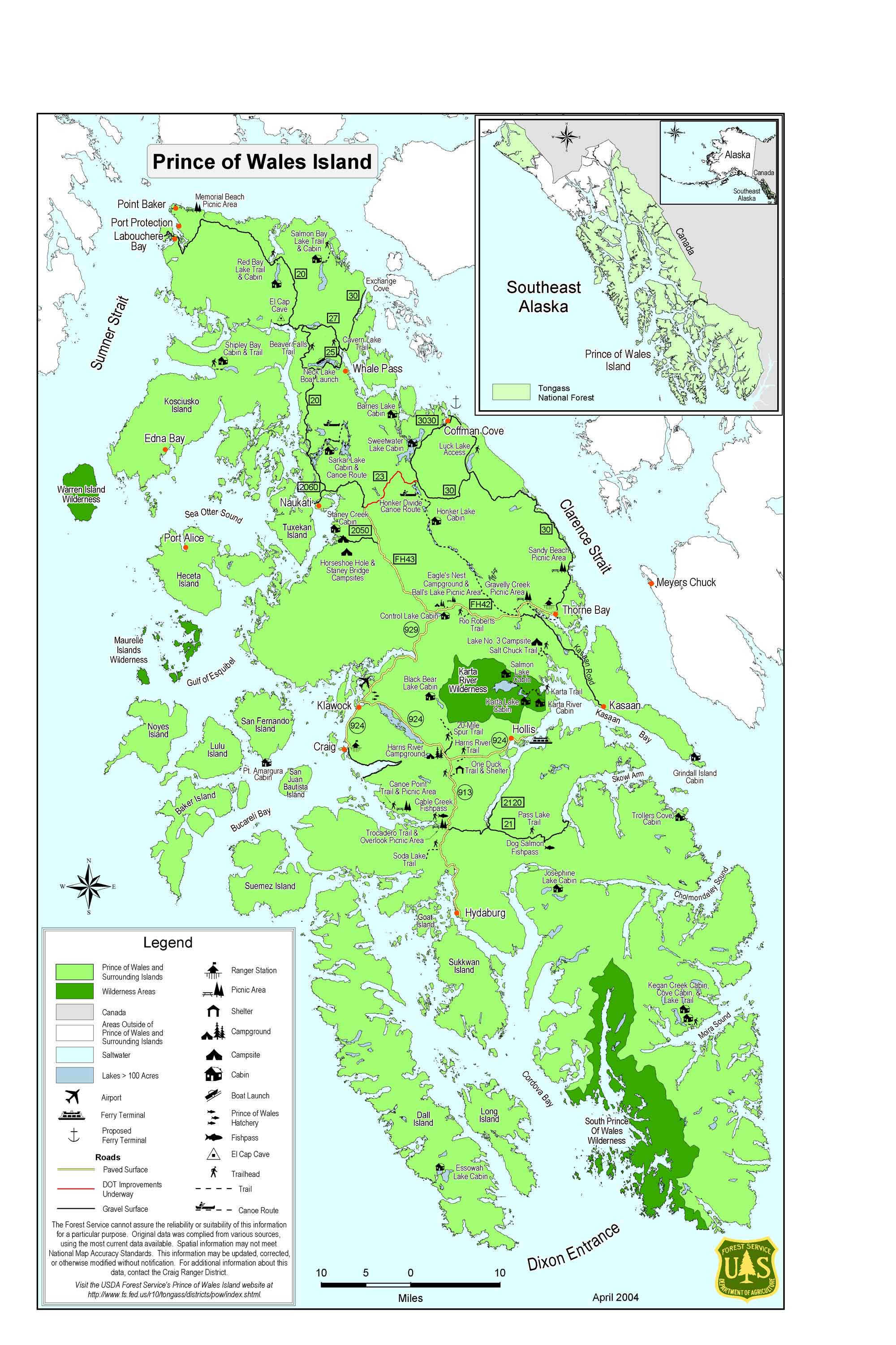 Detailed map of Prince of Wales Island