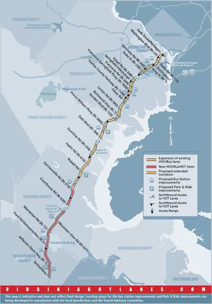 Proposed Expansion of I-95/395 HOV/Bus/Hot Lanes Map