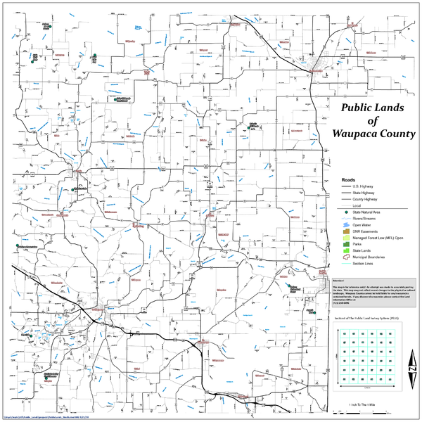 Public Lands of Waupaca County Map