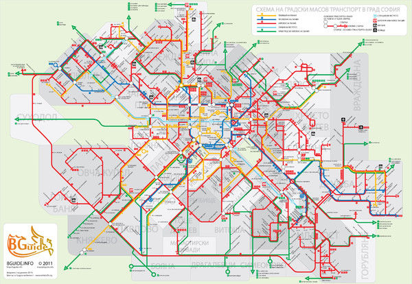 Public transport in Sofia Map