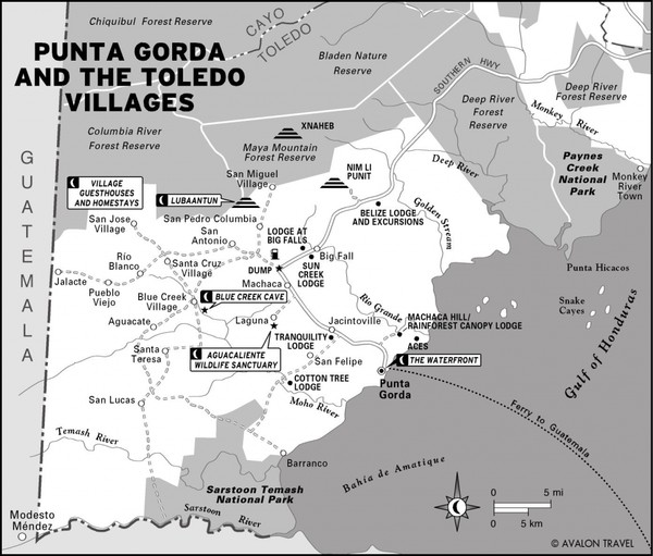 Punta Gorda and the Toledo villages Map