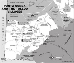 Punta Gorda and the Toledo villages Map