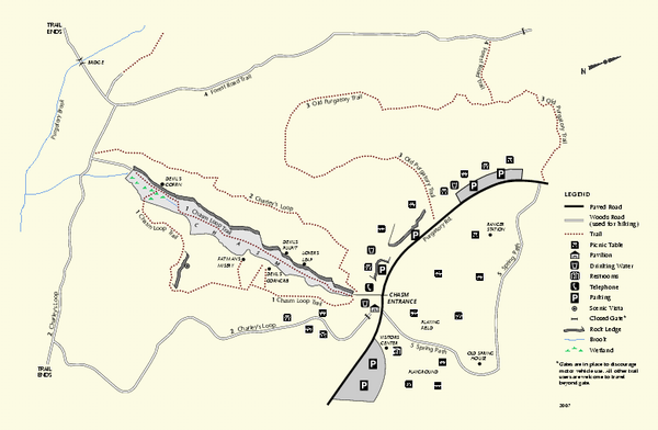 Purgatory Chasm State Reservation trail map