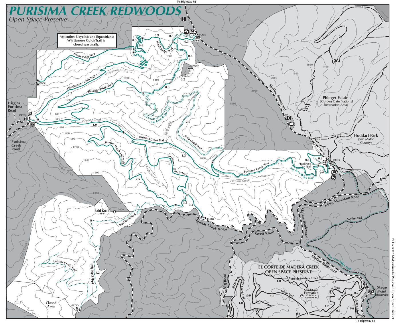Purisima Open Space Preserve Map Grabtown California • mappery