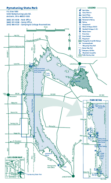 Pymatuning State Park Map Pymatuning State Park Map - Andover Ohio 44003-1000 • Mappery