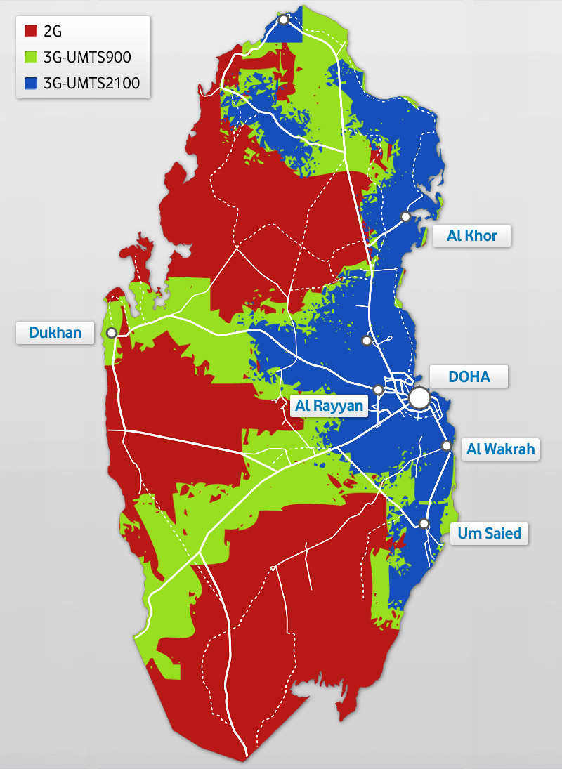 Qatar cell phone coverage Map • mappery