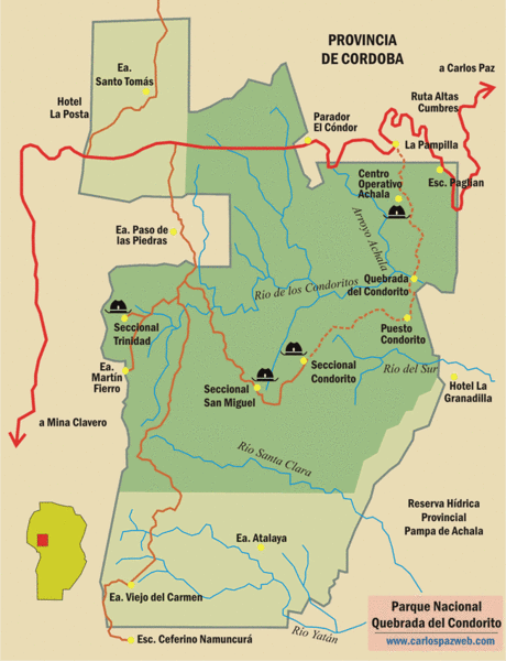 Quebrada del Condorito National Park Map