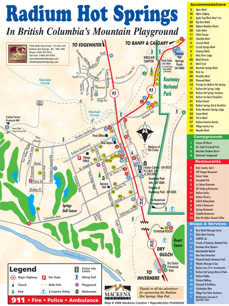 Radium Hot Springs Map 